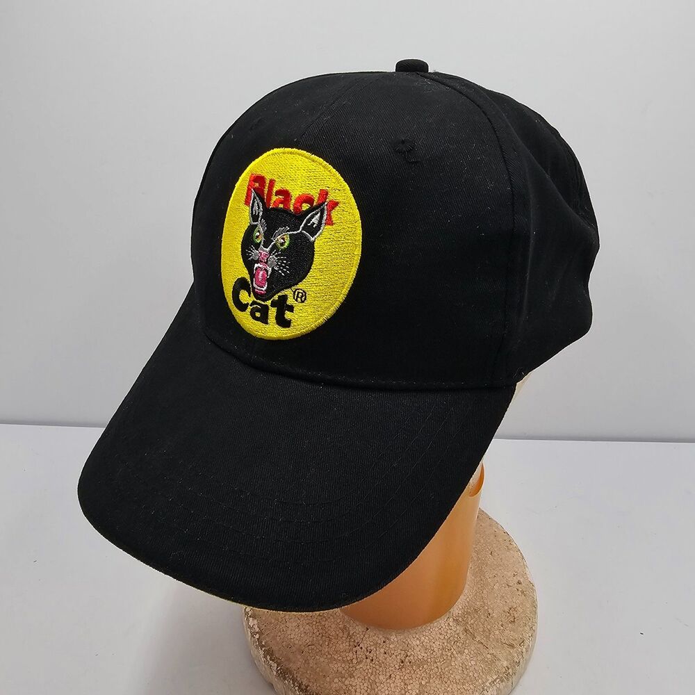 Black Cat Fireworks Hat Vintage Y2K